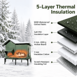 YUWENUS Heated Outdoor Cat House with Heated Pad and Escape Door for Outdoor Weatherproof Cat Shelter Insulated Outdoor Cat House,Green,Small - Image 28